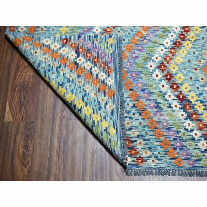 10'2"X13'4" Colorful Afghan Kilim Pure Wool Hand Woven Oriental Rug