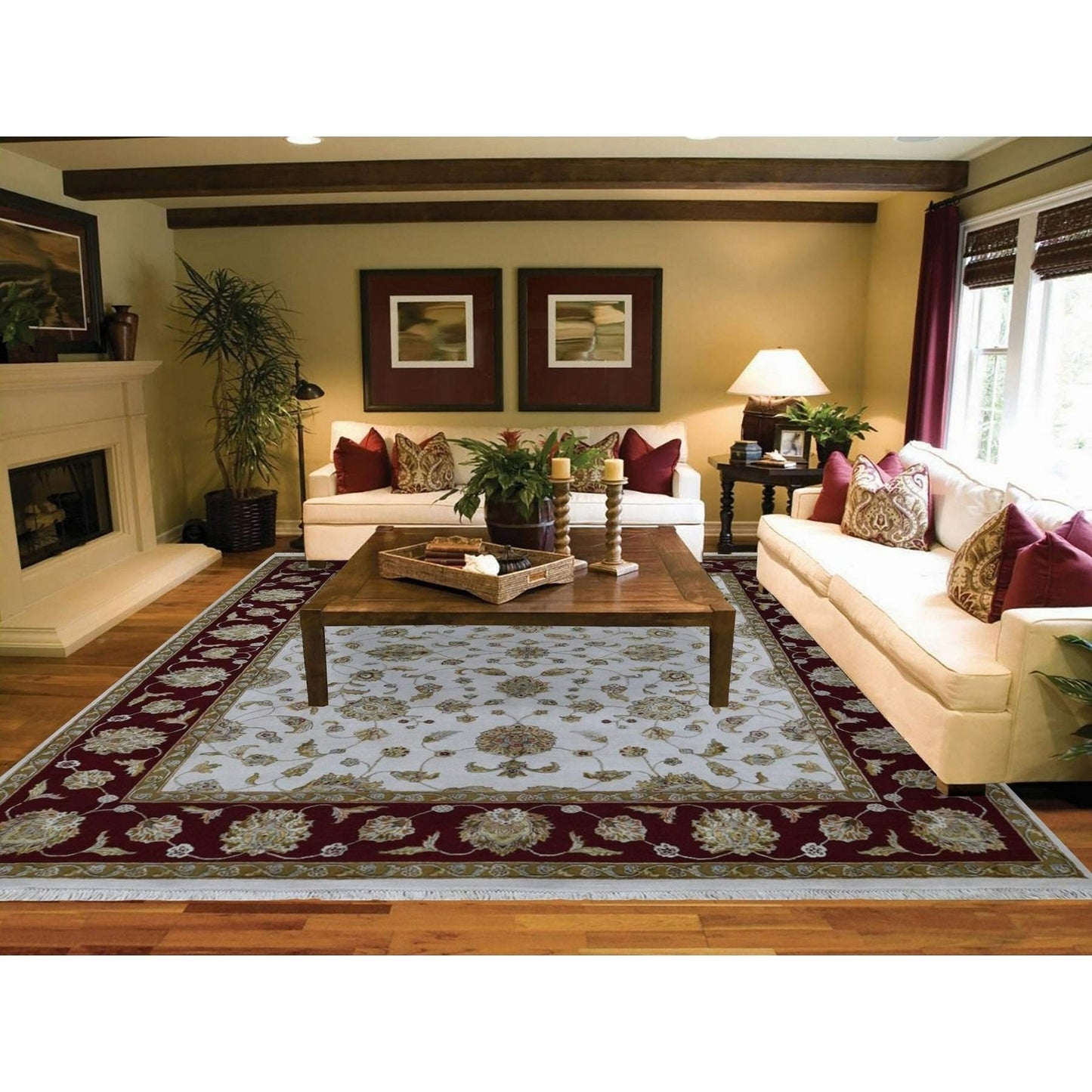 8'X10' Hand Knotted Half Wool And Half Silk Rajasthan Oriental Rug