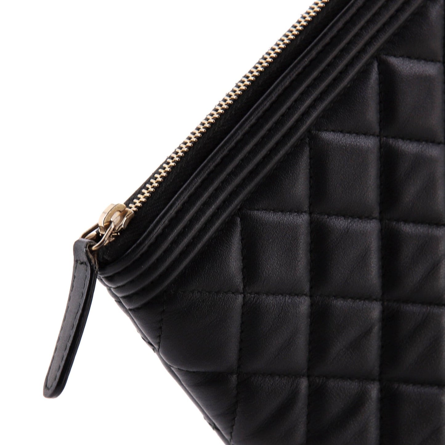 Chanel Boy O Case Clutch Quilted Lambskin Large