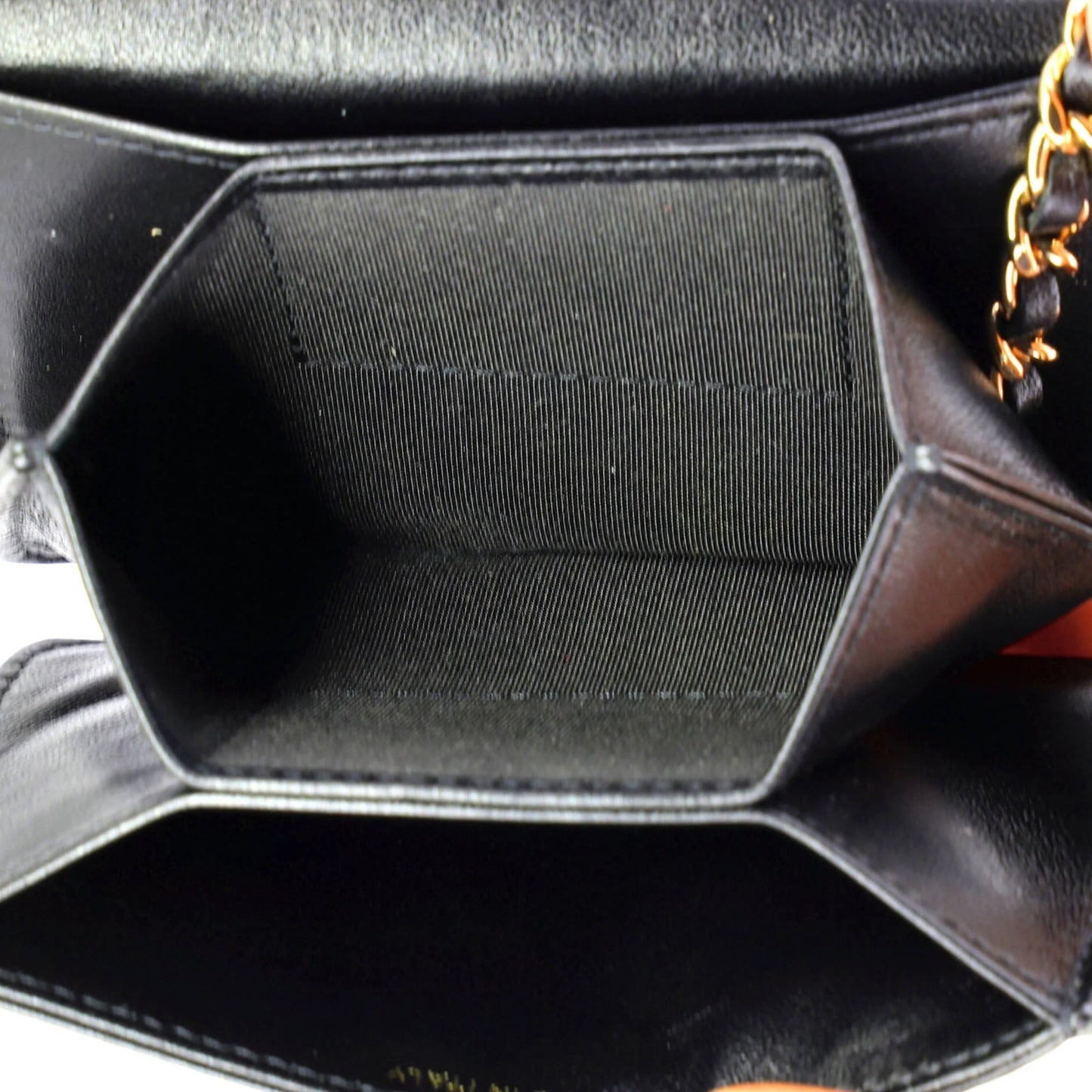 Chanel Camellia Bow Flap Card Holder With Chain Quilted Lambskin