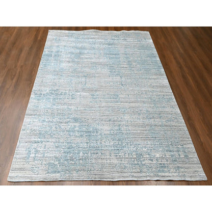 8'3"X10' Gray Hand Loomed Wool And Plant Based Silk Modern Design Rug