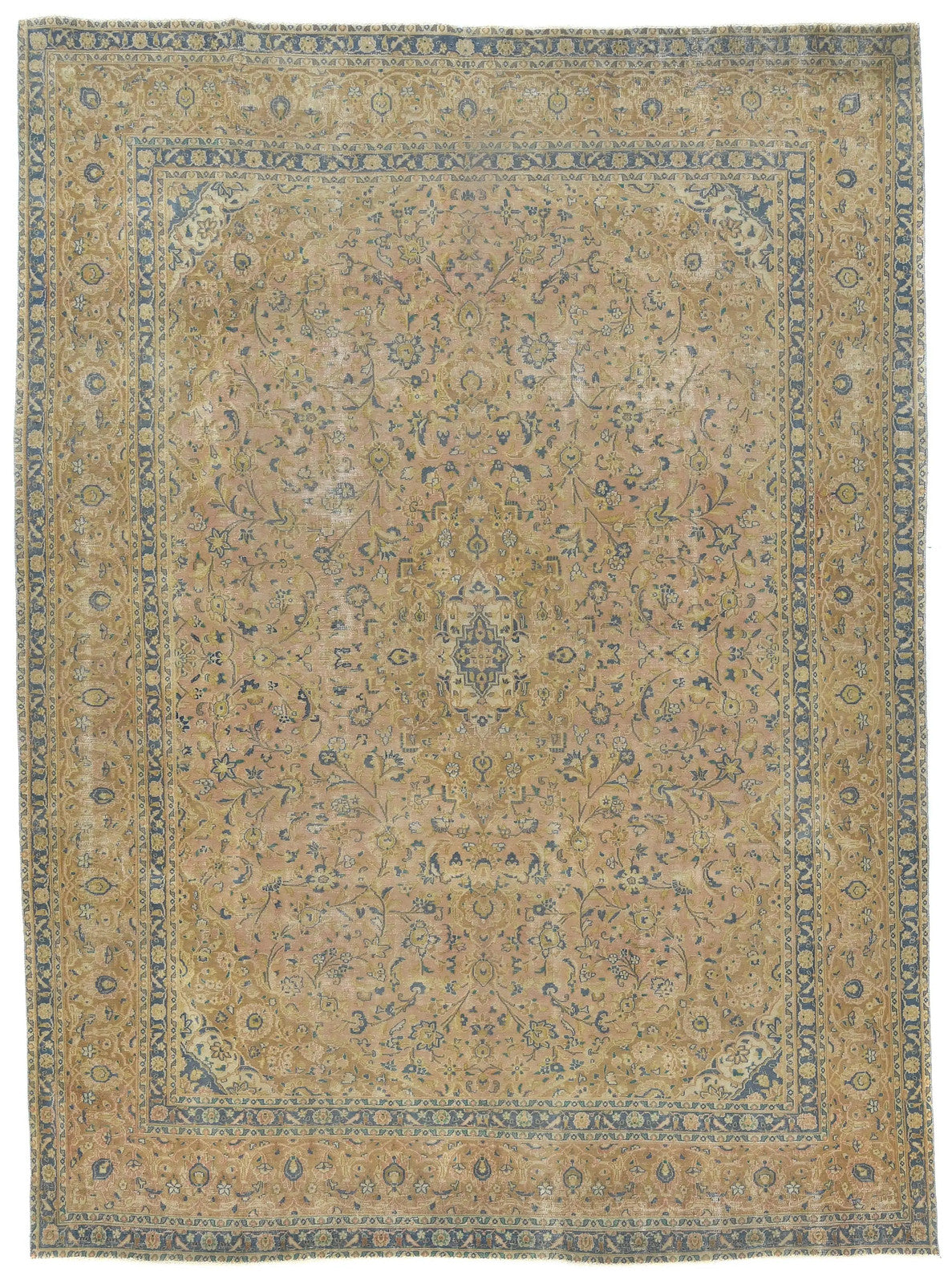 Hand-Knotted Distressed Vintage 9X12 Ft