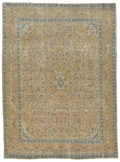 Hand-Knotted Distressed Vintage 9X12 Ft
