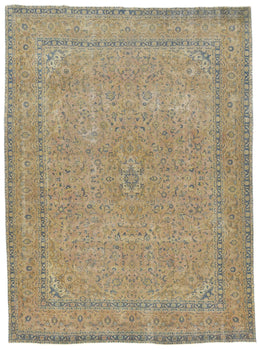 Hand-Knotted Distressed Vintage 9X12 Ft