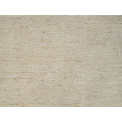 7'9"X9'8" Bone White Pure Wool Plain Design Hand Knotted Oriental Rug