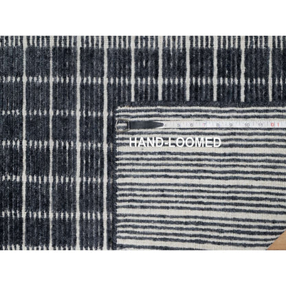 2'3"X3'1" Black Modern Natural Wool Box Design Loomed Knotted Mat Rug