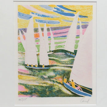 Print Jacques Carel (France) Lithograph 195/ 275 Signed Vintage Art