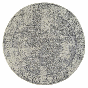 10'X10' Gray Fine Jacquard Wool And Silk Hand Loomed Round Rug