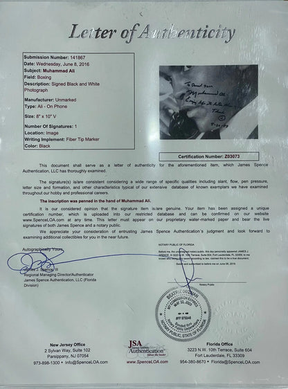 Muhammad Ali Autographed Framed 8X10 Photo (Jsa)