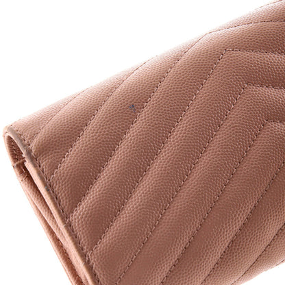 Saint Laurent Classic Monogram Flap Wallet Matelasse Chevron Leather Large