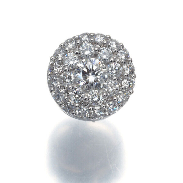 Diamond 0.50Ct Paved Circle Pendant 18K 750 White Gold