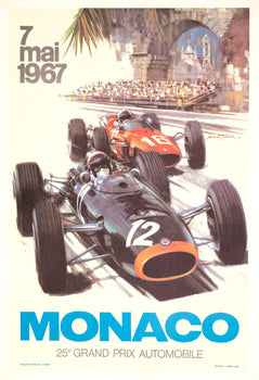 Monaco Grand Prix 1967 Michael Turner Vintage French Automobile Racing Poster