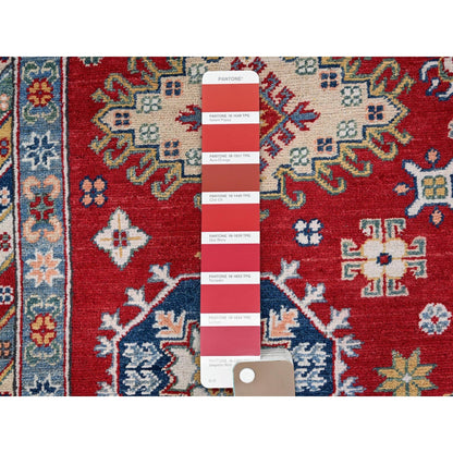 9'X12'4" Rufous Red Kazak Large Medallions Wool Hand Knotted Oriental Rug