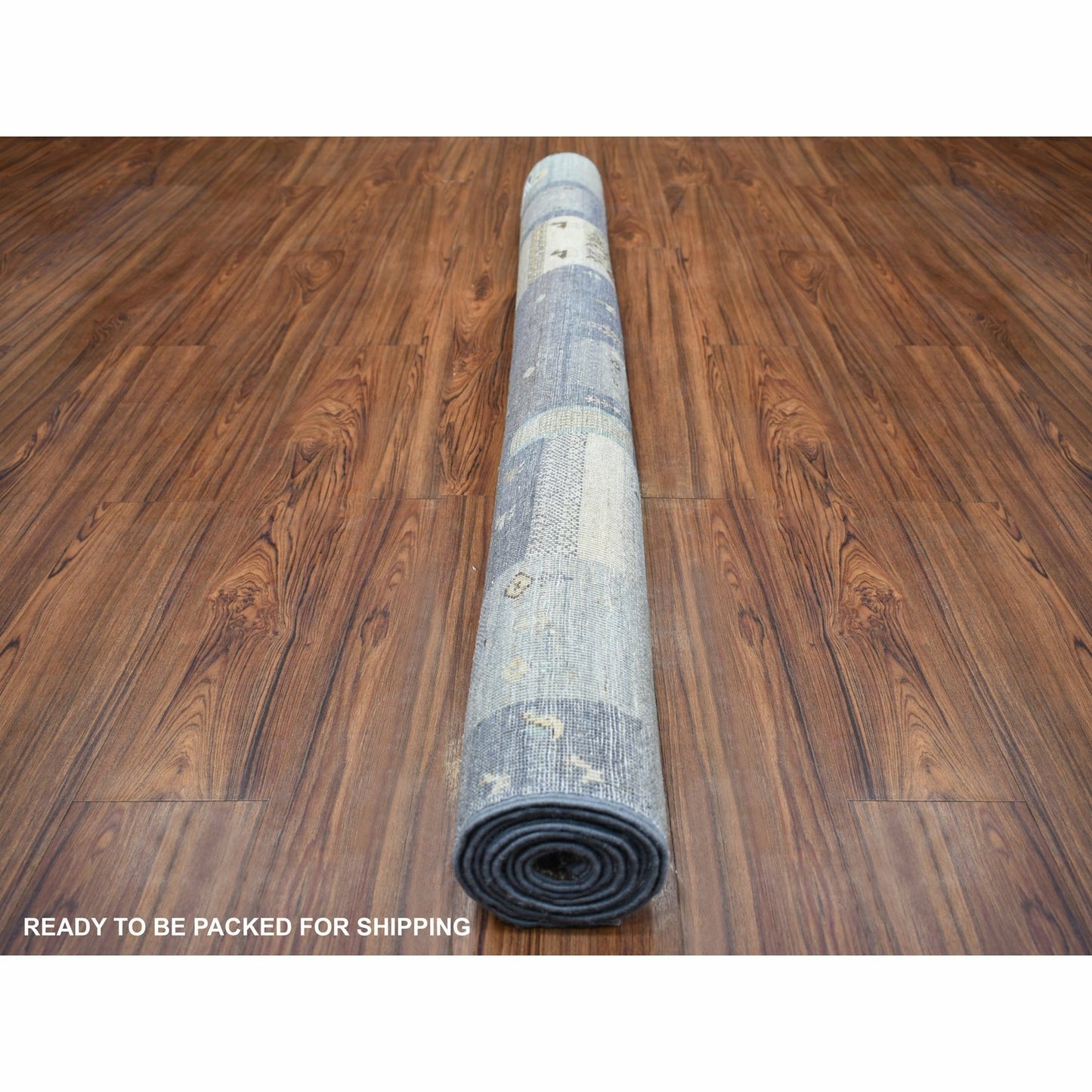 5'4"X7'9" Gray With Blue Afghan Kashkuli Gabbeh Hand Knotted Wool Rug