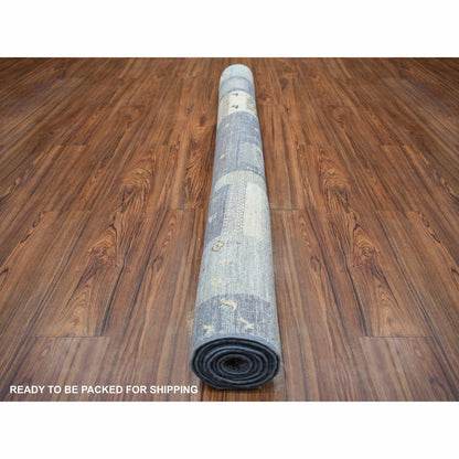 5'4"X7'9" Gray With Blue Afghan Kashkuli Gabbeh Hand Knotted Wool Rug