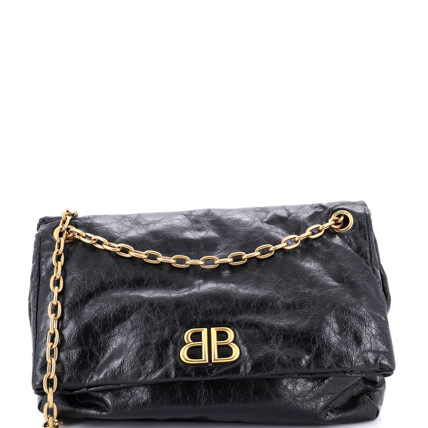 Balenciaga Monaco Chain Flap Shoulder Bag Leather Large