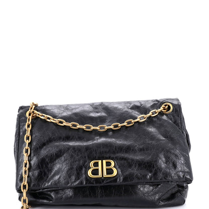 Balenciaga Monaco Chain Flap Shoulder Bag Leather Large