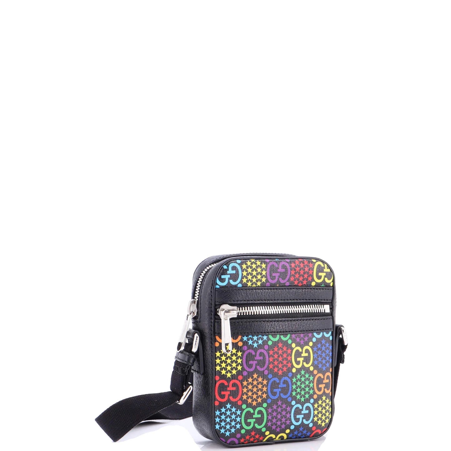 Gucci Front Zip Messenger Bag Psychedelic Print Gg Coated Canvas Mini