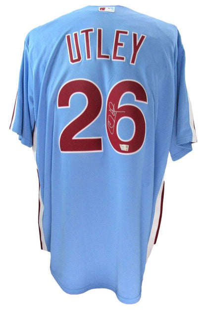 Chase Utley Signed Blue Nike Baseball Jersey