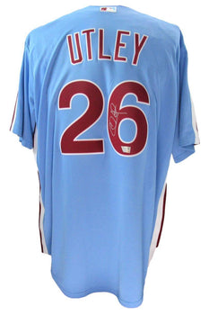 Chase Utley Signed Blue Nike Baseball Jersey