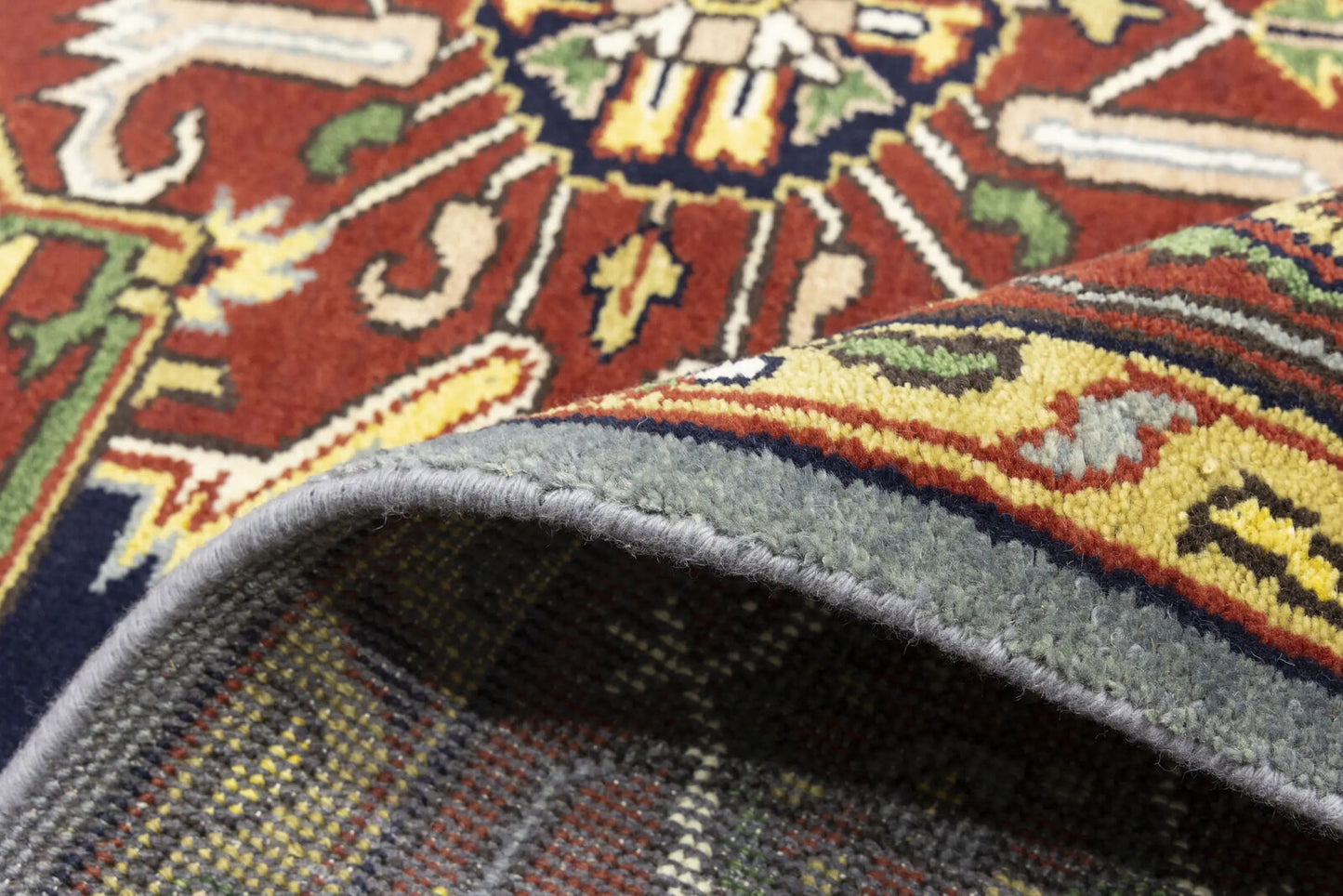 Hand-Knotted Large Gray Floral Heriz Serapi Wool