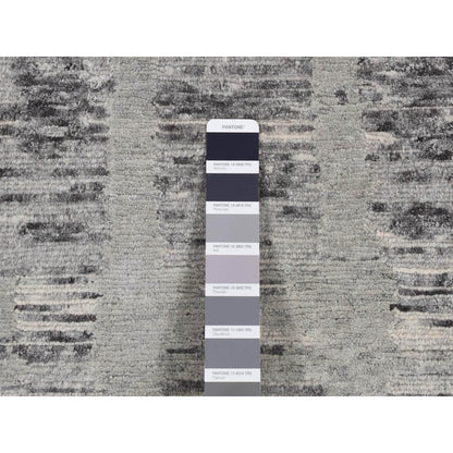 2'6"X17'10" Gray Undyed Natural Wool Modern Xl Runner Hand Knotted Rug