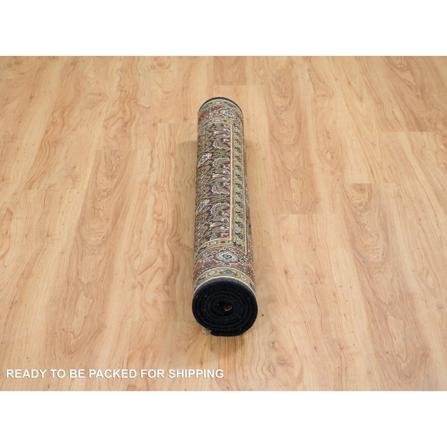 4'X6'5" Navy Blue Herrita Design Wool Hand Knotted 250 Kpsi Rug