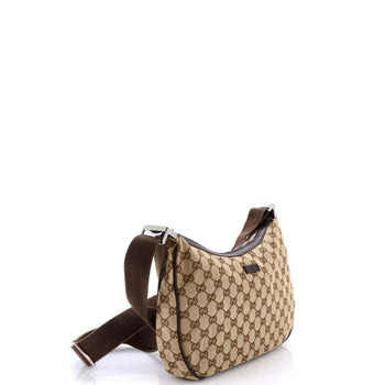 Gucci Saddle Zip Messenger Bag Gg Canvas With Leather Medium