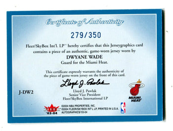 Dwyane Wade Fleer Skybox Jerseygraphics #Jdw2 /350