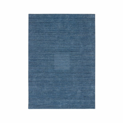 5'X7'1" Denim Blue Hand Loomed Modern Design Soft And Plush Wool Rug