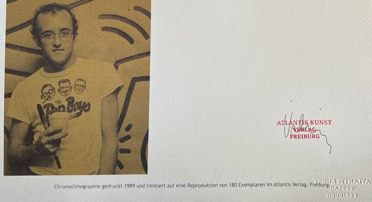 Keith Haring Lithograph 'Andy Mouse' Coa Signature Stamp