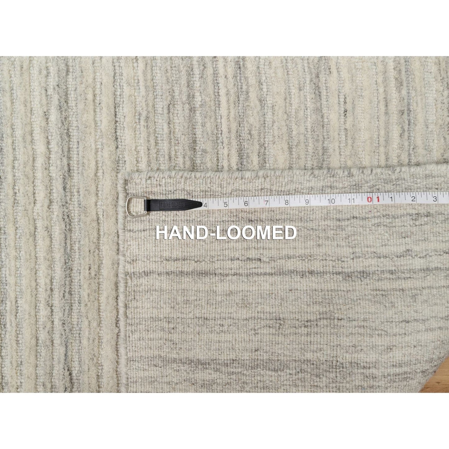 2'6"X10' Beige Plain Modern Design Undyed All Wool Hand Loomed Runner Rug