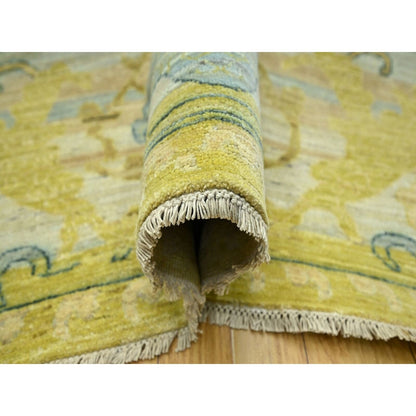 9'1"X12'1" Gray & Gold Antiqued Bijar Garus Design Hand Knotted Wool Rug