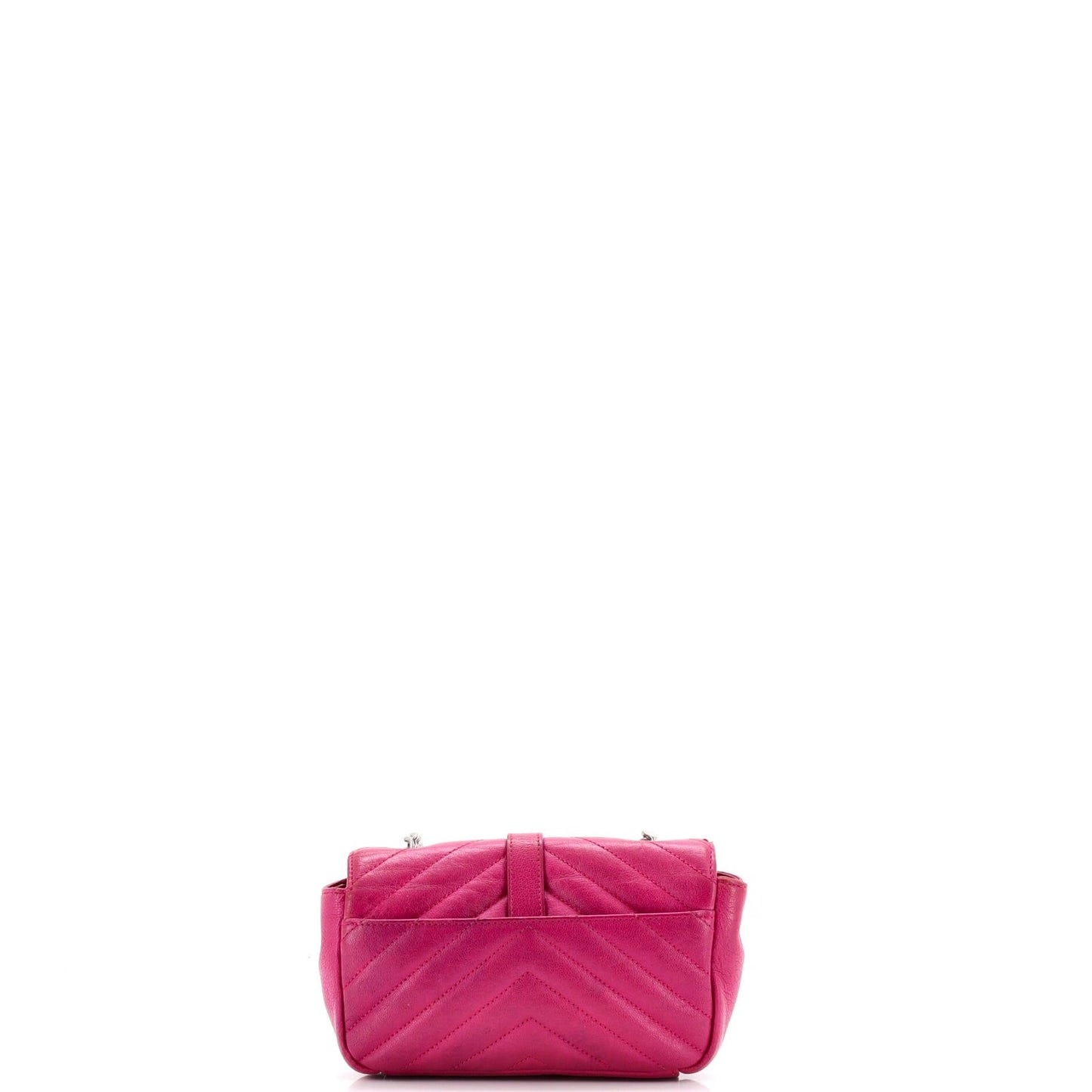 Saint Laurent Classic Monogram College Chain Wallet Matelasse Chevron Leather