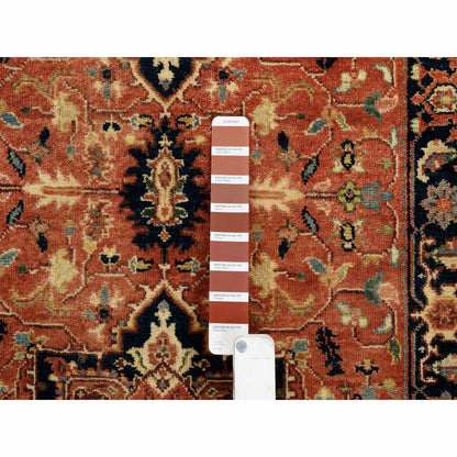 2'7"X12' Red Pure Wool Hand Knotted Antiqued Heris Re-Creation Runner Rug