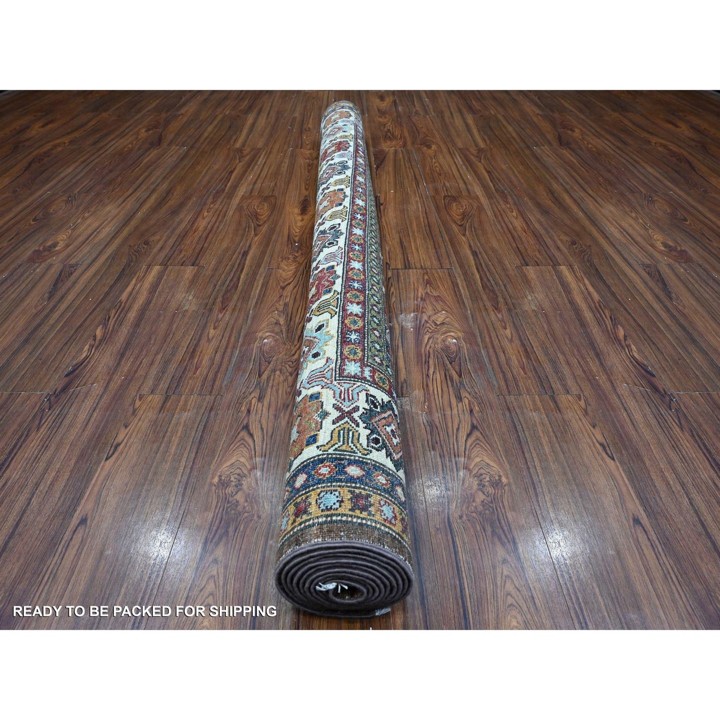 6'X8'10" Brown Hand Knotted Geometric Pattern Super Kazak Oriental Rug