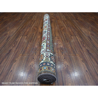 6'X8'10" Brown Hand Knotted Geometric Pattern Super Kazak Oriental Rug