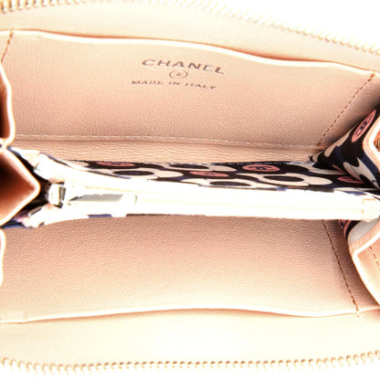 Chanel Cc Enamel Zip Coin Purse Quilted Lambskin