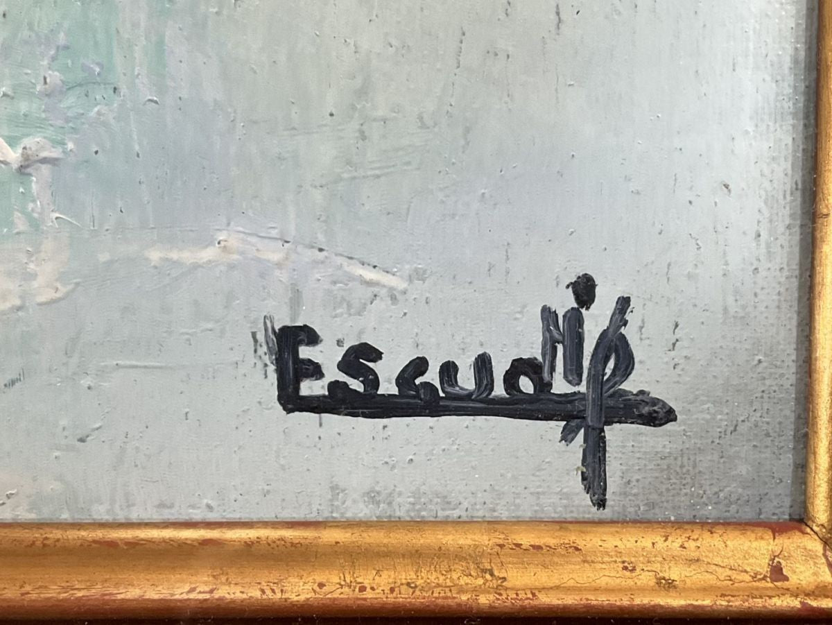 Escudie Original Oil Painting 15F Autumn Lake French Landscape Large Framed