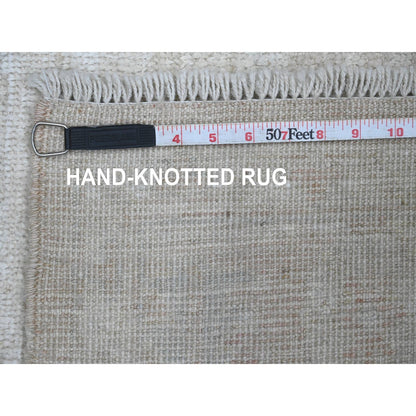 5'X7' Lace White Hand Knotted Afghan Angora Oushak Pure Wool Rug