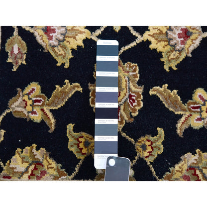 2'5"X10' Bristol Black Rajasthan Design Hand Knotted Wool Silk Runner Rug