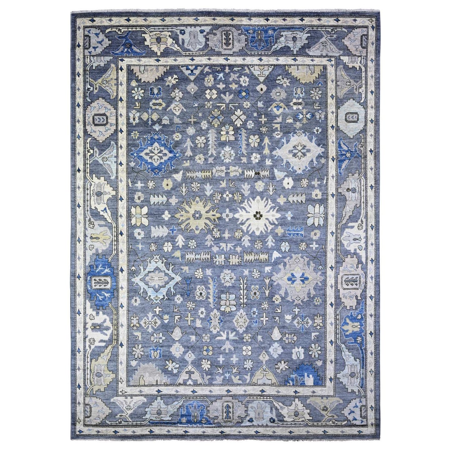 10'X14' Gray Afghan Angora Oushak Hand Knotted Pure Wool Oriental Rug