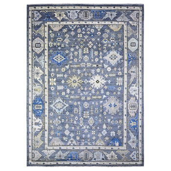 10'X14' Gray Afghan Angora Oushak Hand Knotted Pure Wool Oriental Rug