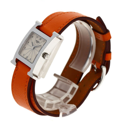 Leather HERMES H watch Deburuturu Watches HH1.210 Stainless Steel/