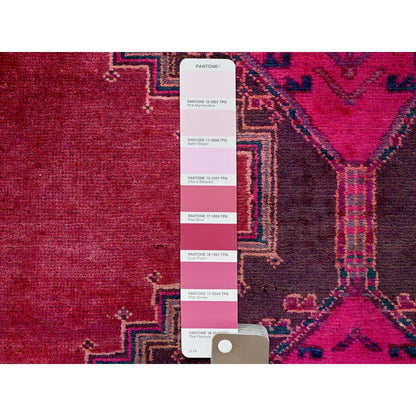 2'8"X8'3" Pink Overdyed Vintage Zoroastrian Wool Hand Knotted Runner Rug