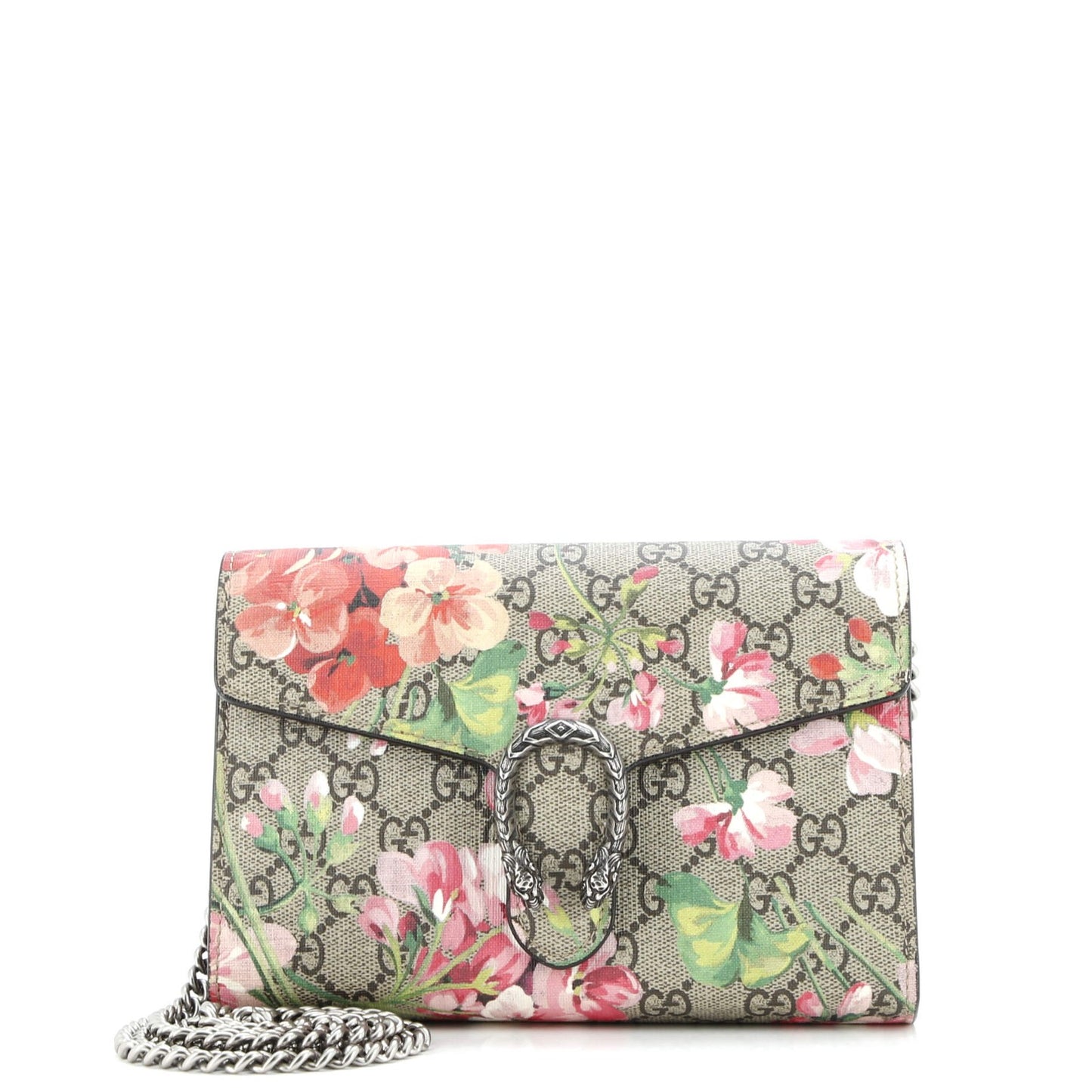 Gucci Dionysus Chain Wallet Blooms Print Gg Coated Canvas Small