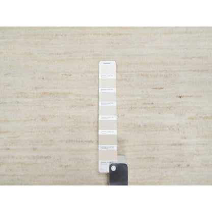 2'6"X11'10" White Wool Hand Knotted Modern Lori Buft Gabbeh Runner Rug