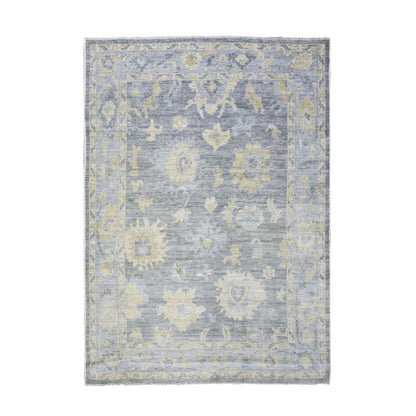 6'2"X8'9" Black Coral Hand Knotted Afghan Angora Oushak Wool Rug