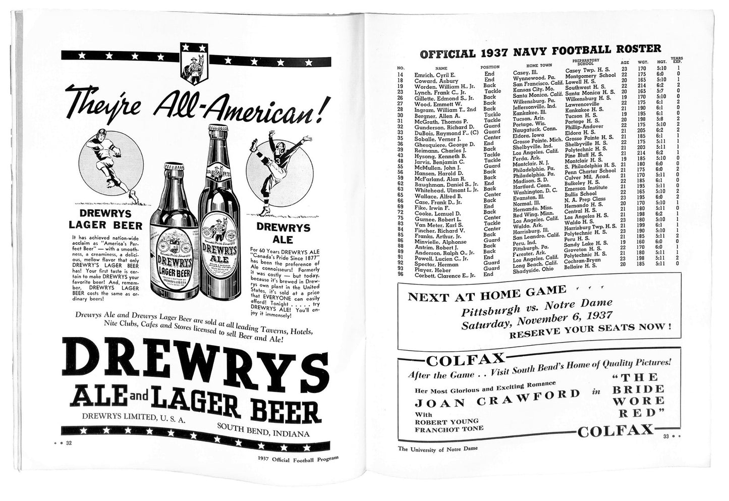 10/23/1937 Navy Vs. Notre Dame College Program 185799