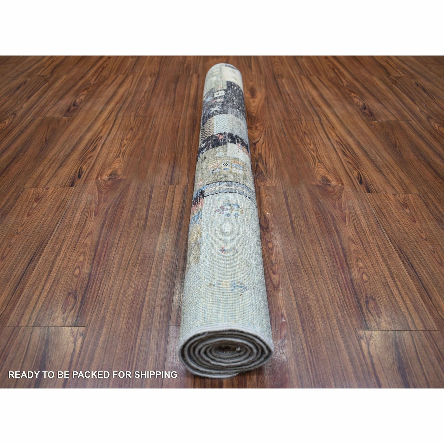 3'10"X6' Taupe Afghan Kashkuli Gabbeh Hand Knotted Hand Spun Wool Rug